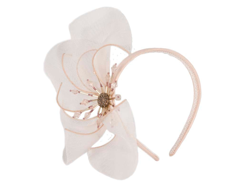 Bespoke nude flower headband by Cupids Millinery