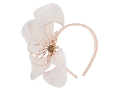 Bespoke nude flower headband by Cupids Millinery