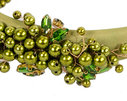 Green pearl & crystals fascinator headband by Cupids Millinery