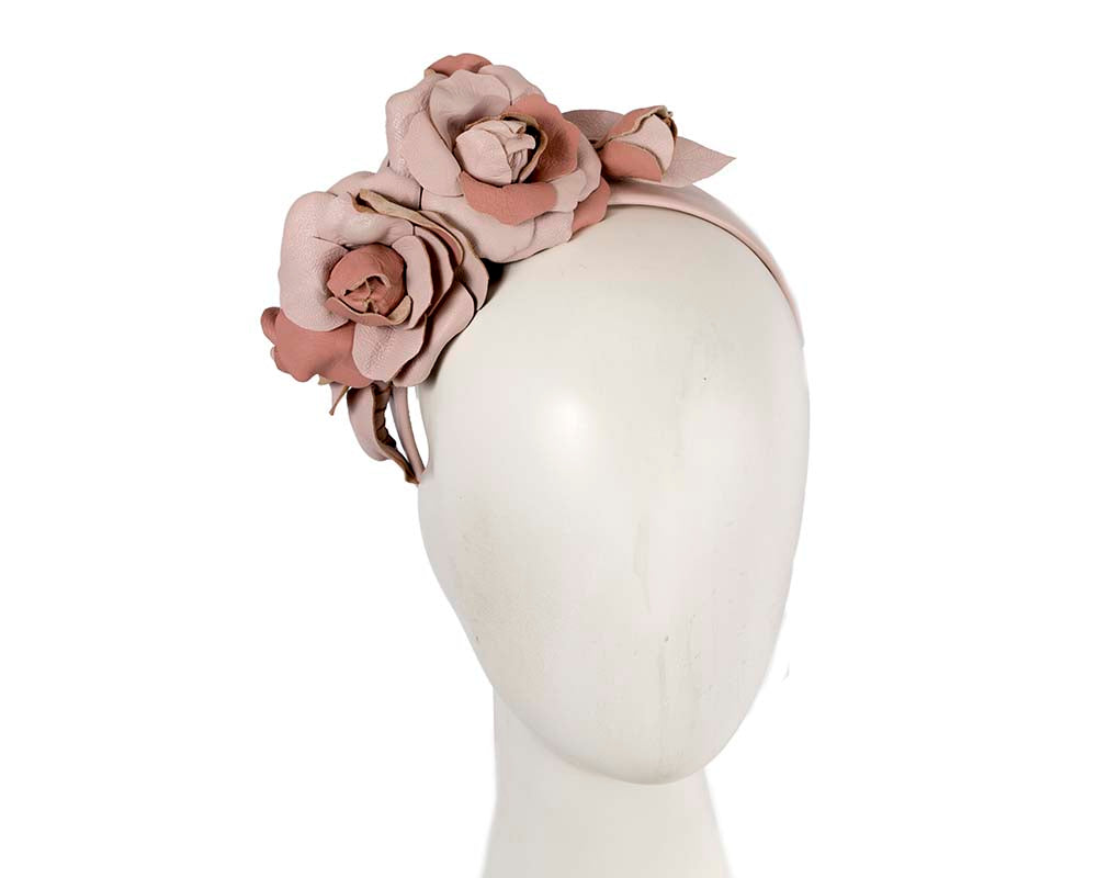 Hand-made leather flower headband-0