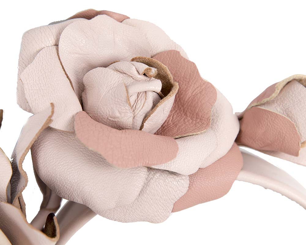 Hand-made leather flower headband-2