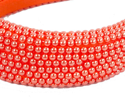 Orange pearl fascinator headband by Cupids Millinery