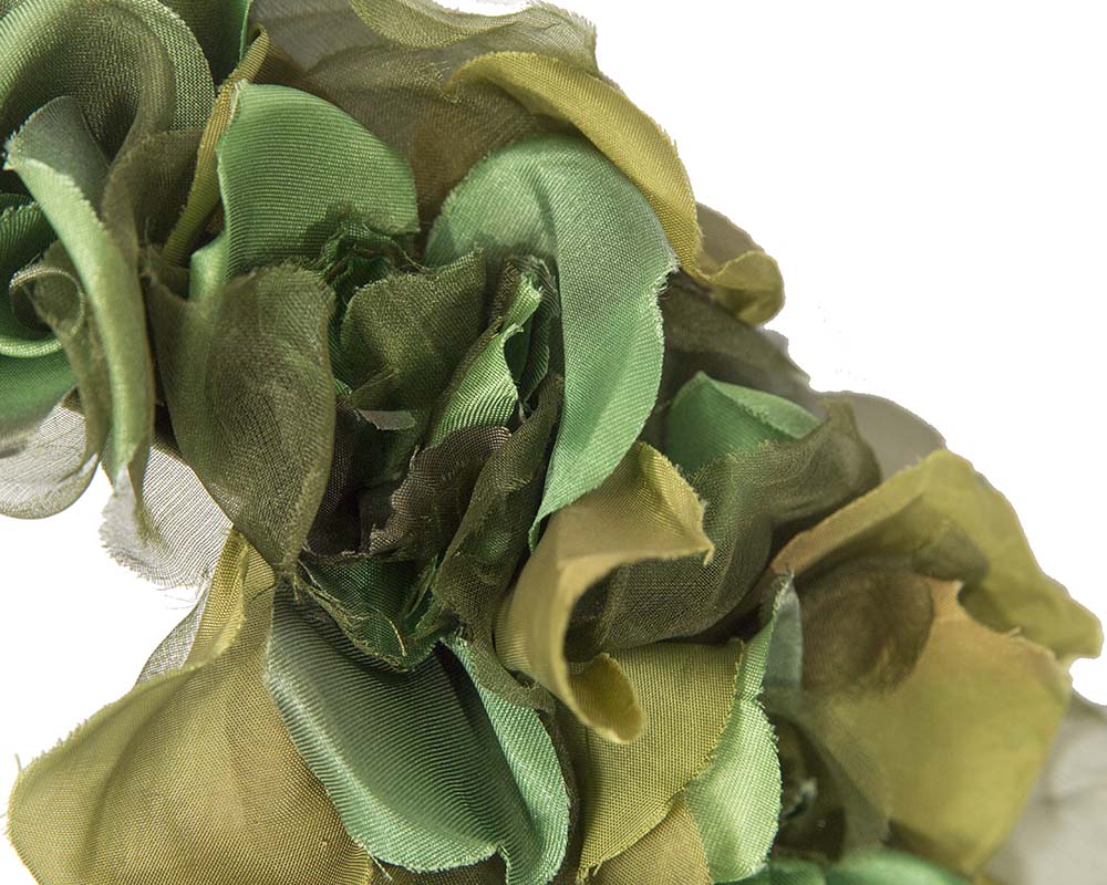 Green flower headband fascinator by Cupids Millinery
