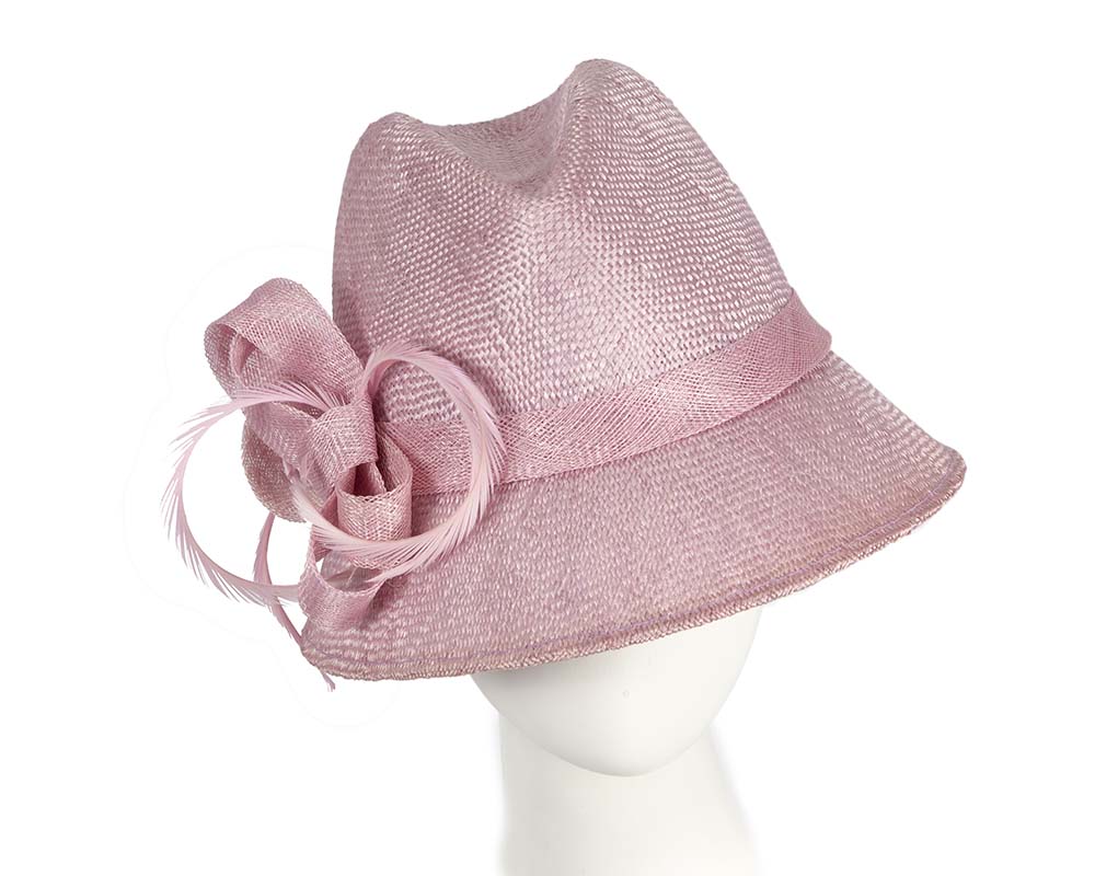 Lilac straw fedora hat by Cupids Millinery