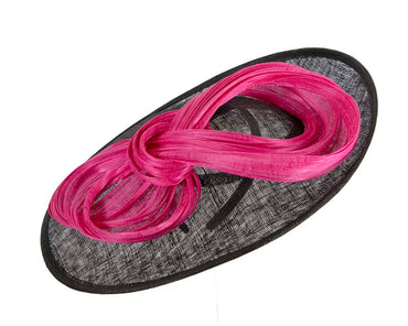 Large black and fuchsia fascinator by Cupids Millinery