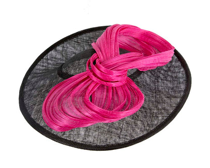 Large black and fuchsia fascinator by Cupids Millinery