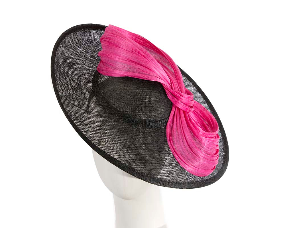 Large black and fuchsia fascinator by Cupids Millinery