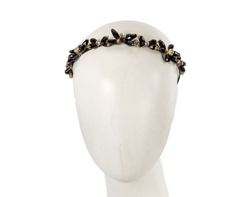 Petite black crystal headband fascinator CU575-0
