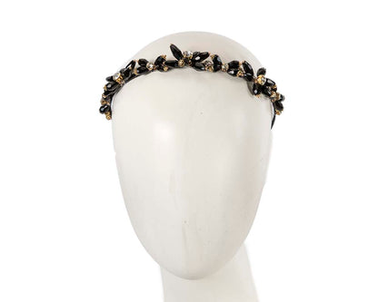 Petite black crystal headband fascinator CU575-0