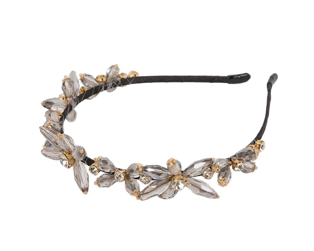 Petite silver crystal headband fascinator CU575-1