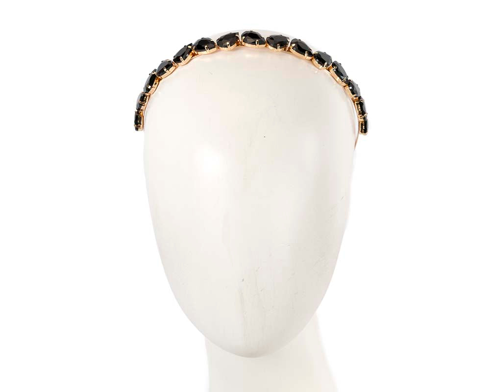 Petite black crystal headband fascinator CU576-0