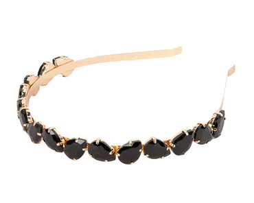 Petite black crystal headband fascinator CU576-1