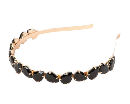 Petite black crystal headband fascinator CU576-1
