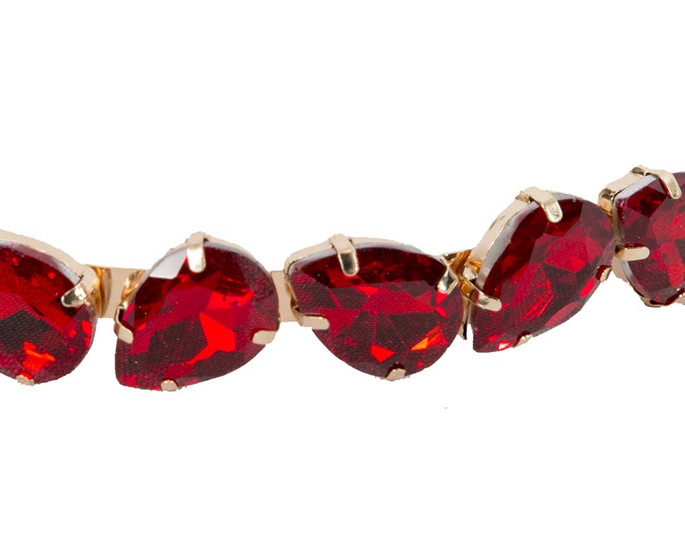 Petite red crystal headband fascinator CU576-2
