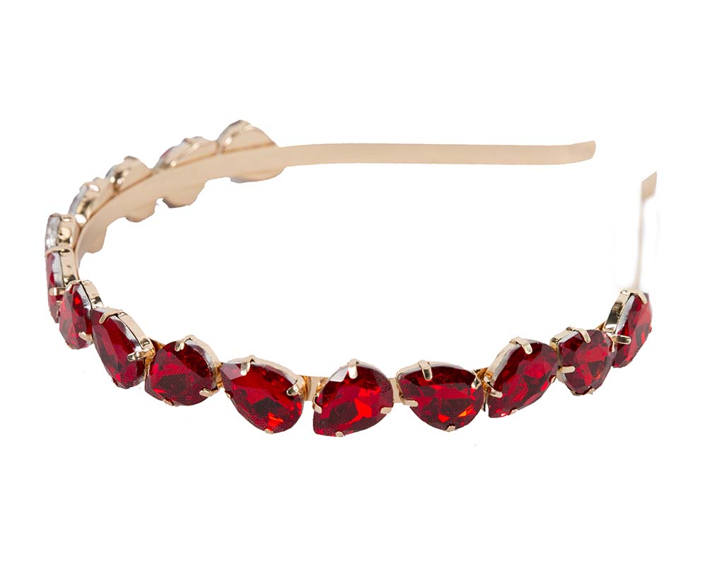 Petite red crystal headband fascinator CU576-1