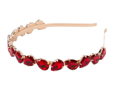 Petite red crystal headband fascinator CU576-1