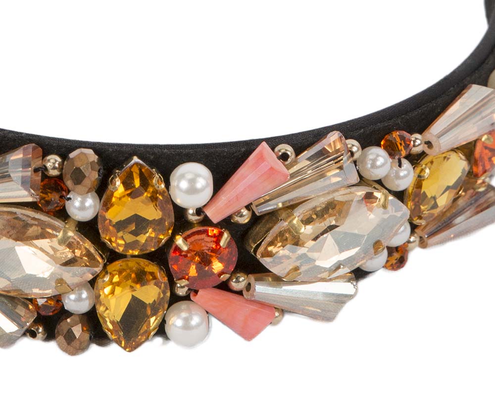 Coral crystal headband by Cupids Millinery