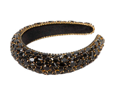 Black crystal headband by Cupids Millinery CU580