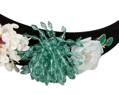 Cream & green headband by Cupids Millinery