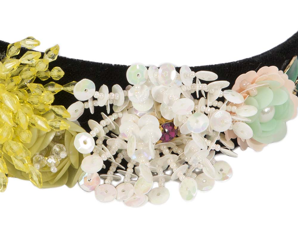 Cream & yellow headband by Cupids Millinery