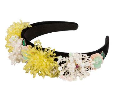 Cream & yellow headband by Cupids Millinery