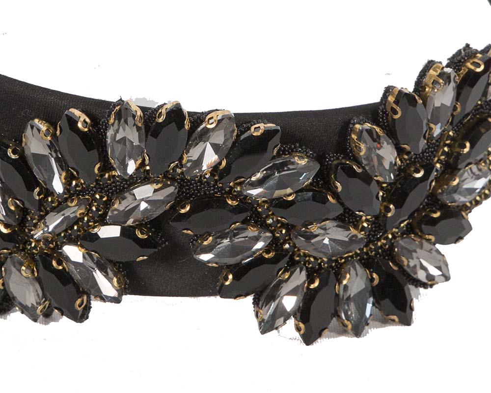 Black crystal headband by Cupids Millinery CU582