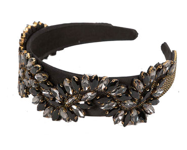 Black crystal headband by Cupids Millinery CU582