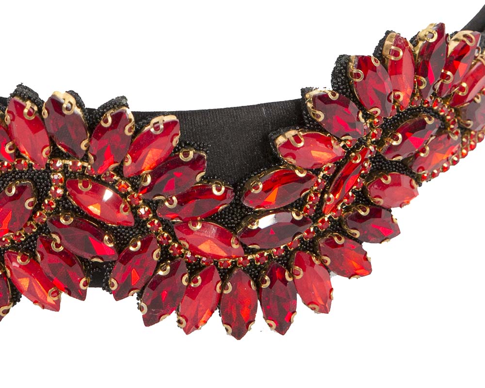 Red crystal headband by Cupids Millinery CU582-2