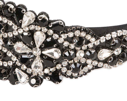 Black and white crystal headband by Cupids Millinery CU584