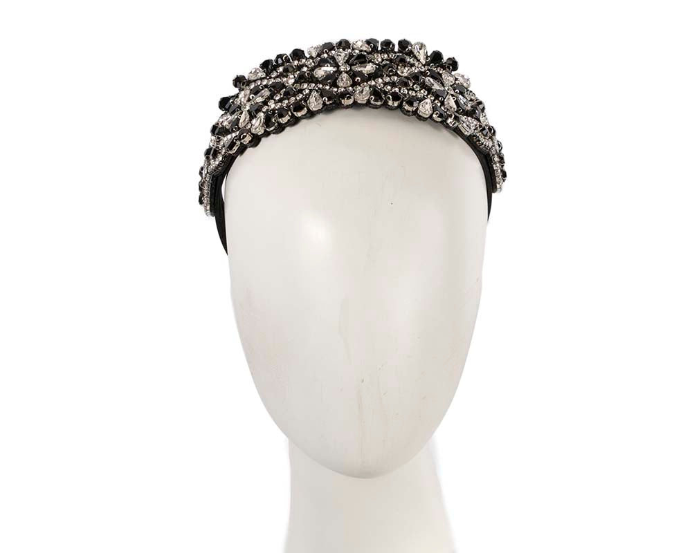 Black and white crystal headband by Cupids Millinery CU584