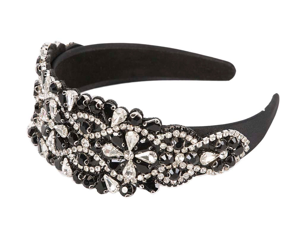 Black and white crystal headband by Cupids Millinery CU584
