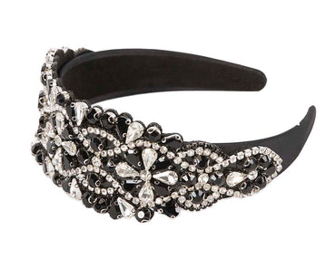 Black and white crystal headband by Cupids Millinery CU584