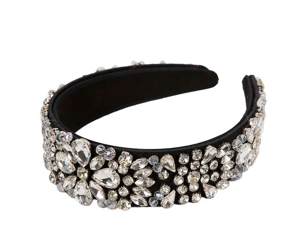 Black & white crystal headband by Cupids Millinery CU586