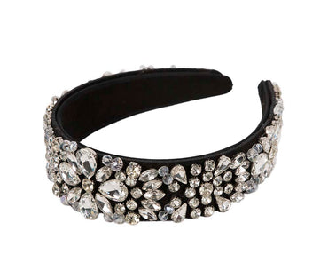Black & white crystal headband by Cupids Millinery CU586