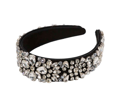 Black & white crystal headband by Cupids Millinery CU586