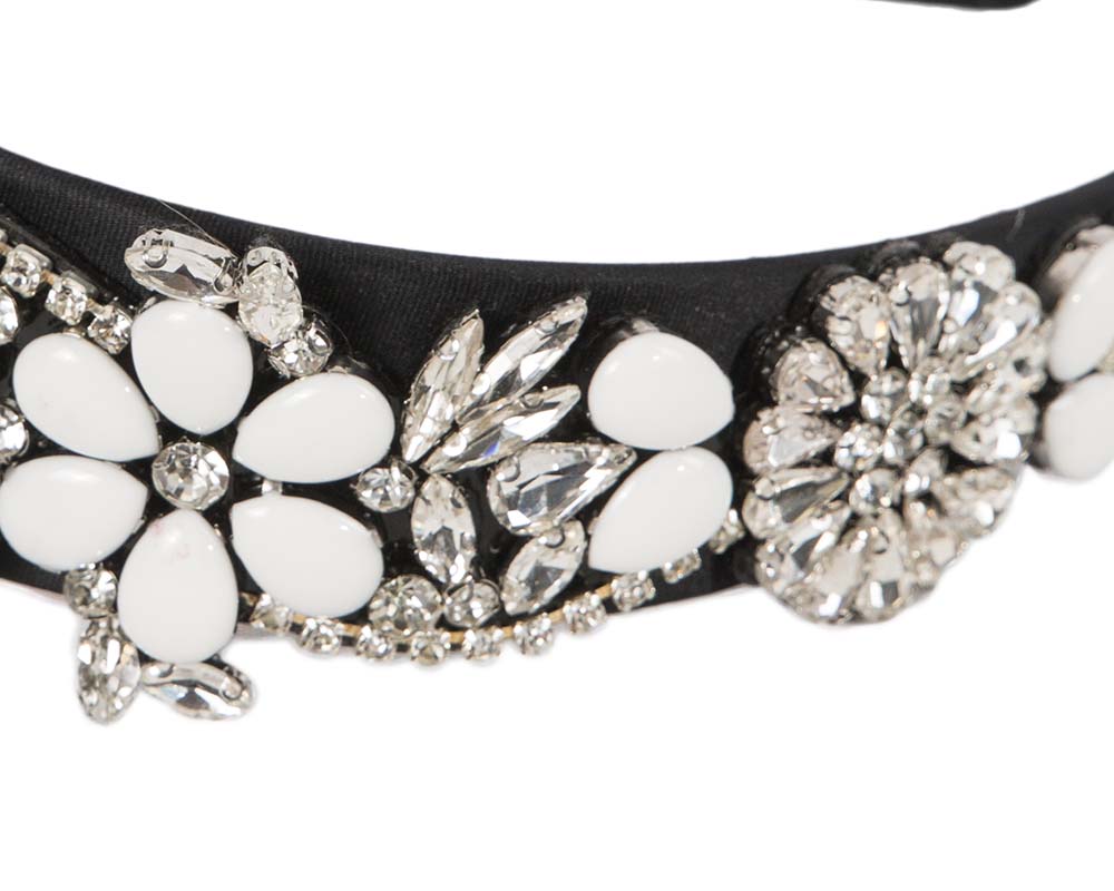 Black & white crystal headband by Cupids Millinery CU587