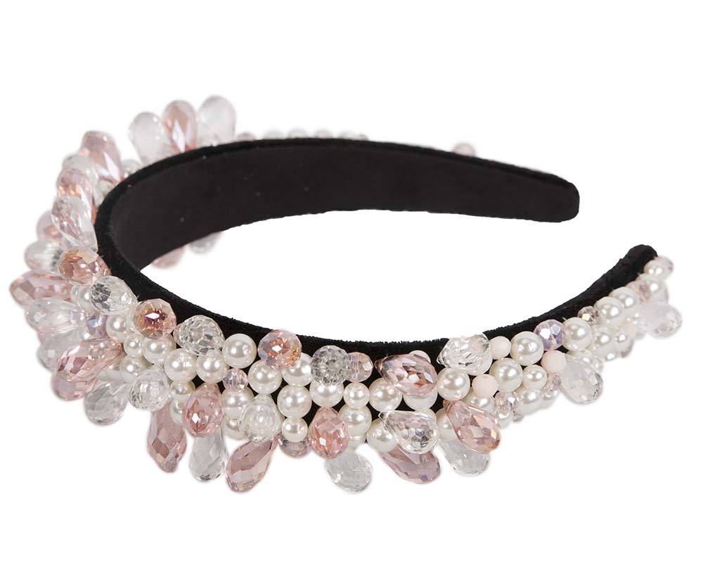 Pink crystal headband by Cupids Millinery-1