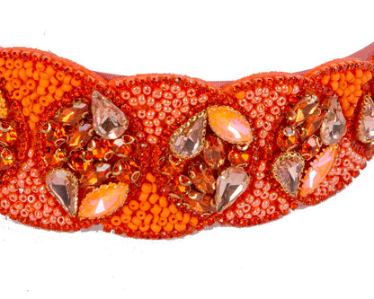 Orange crystal headband by Cupids Millinery-2
