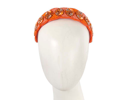 Orange crystal headband by Cupids Millinery-0