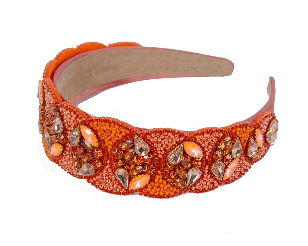 Orange crystal headband by Cupids Millinery-1