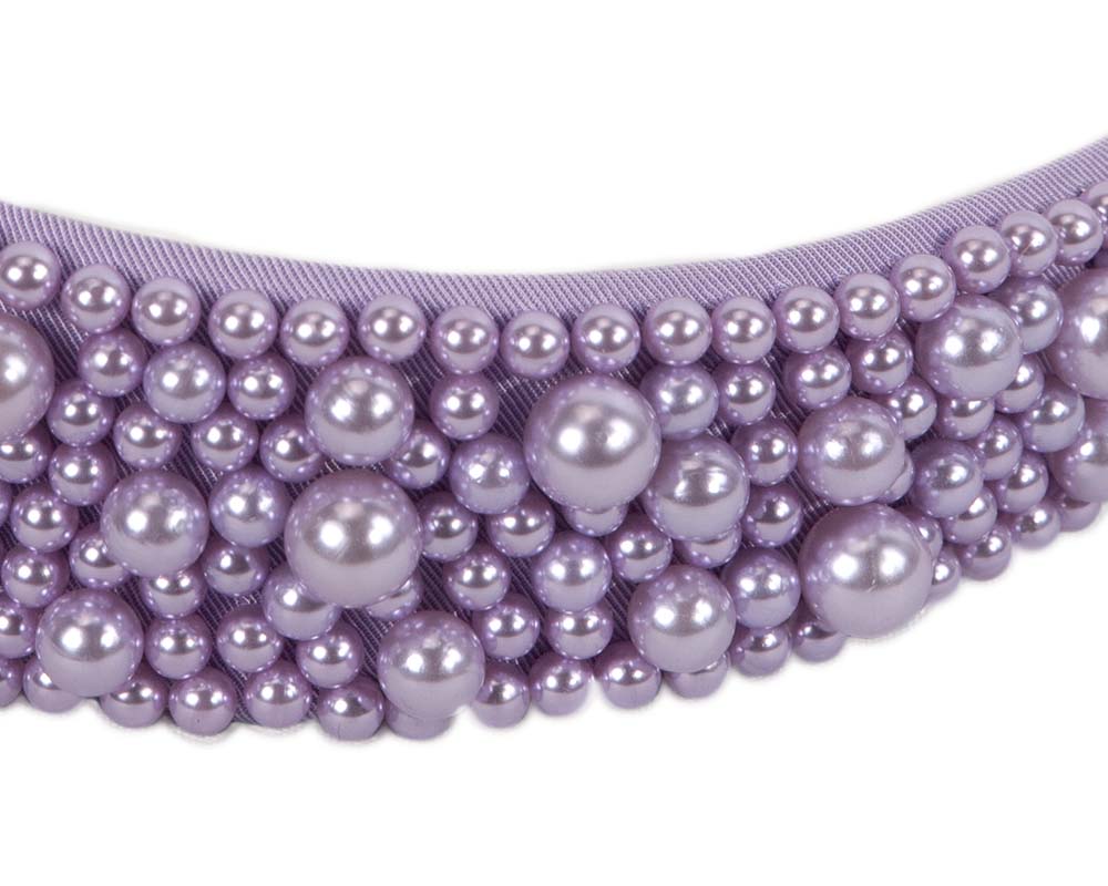 Lilac pearl fascinator headband by Cupids Millinery CU593-2