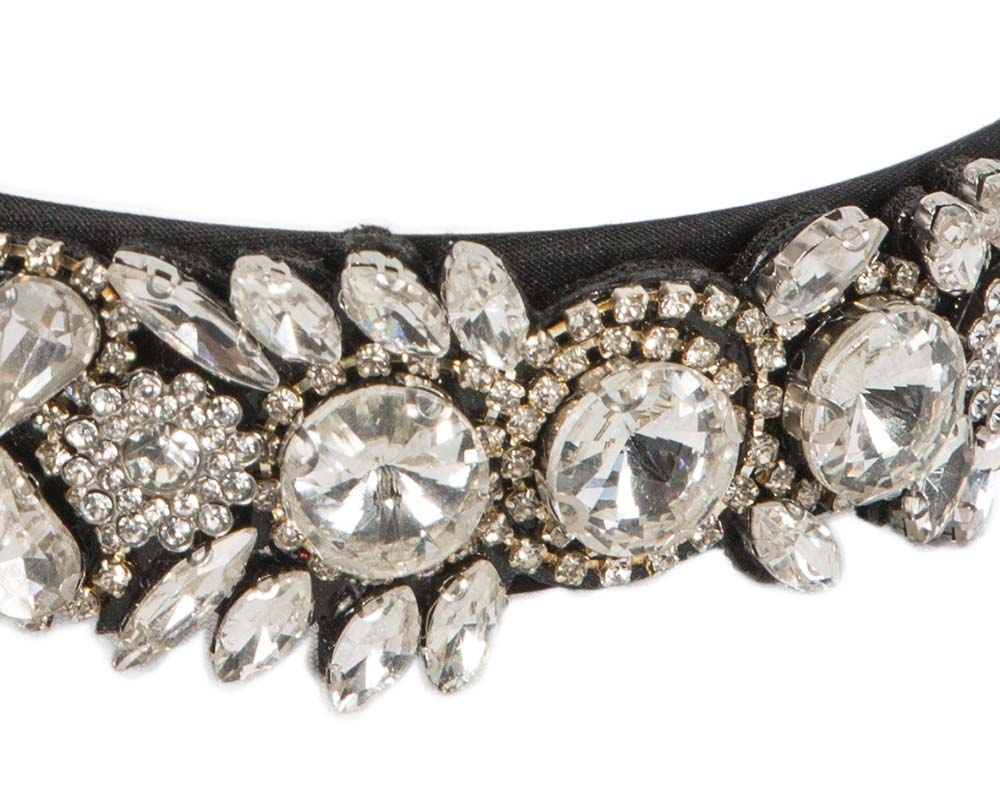 Black and white crystal headband by Cupids Millinery CU594