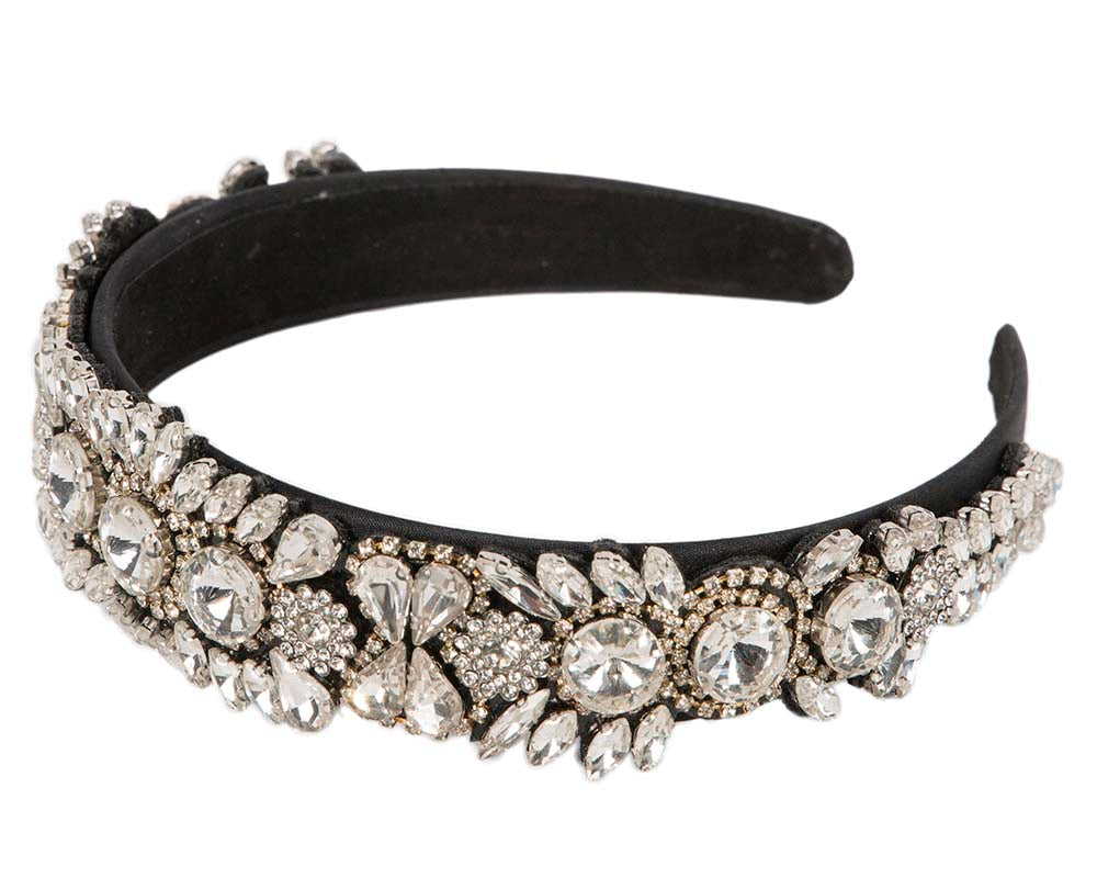 Black and white crystal headband by Cupids Millinery CU594