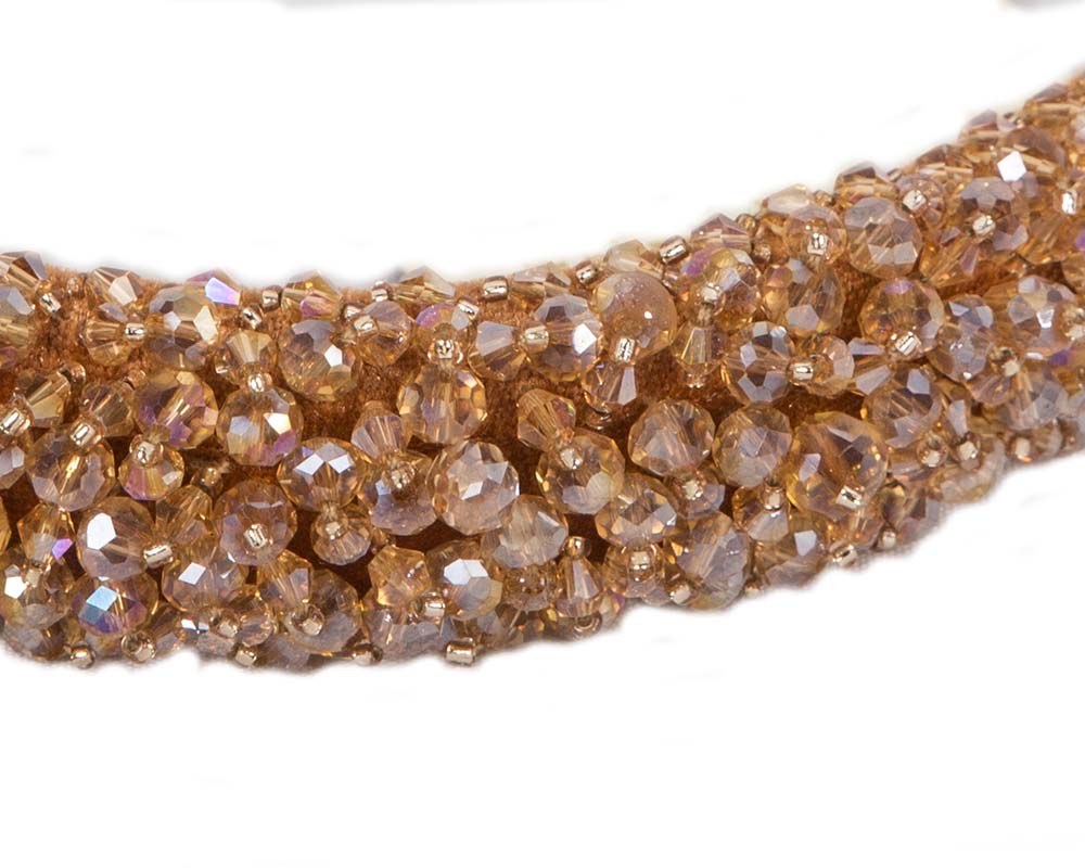 Orange gold crystal headband by Cupids Millinery