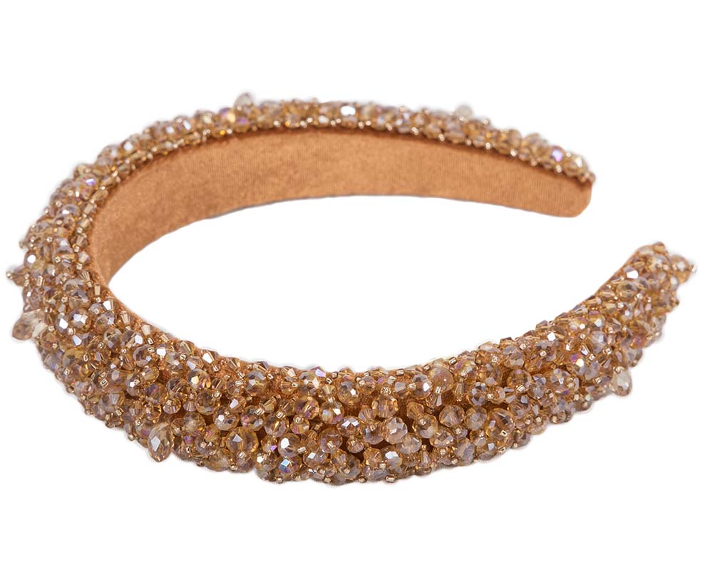 Orange gold crystal headband by Cupids Millinery