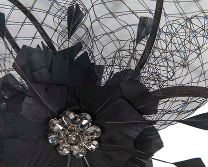 Black flower fascinator by Max Alexander