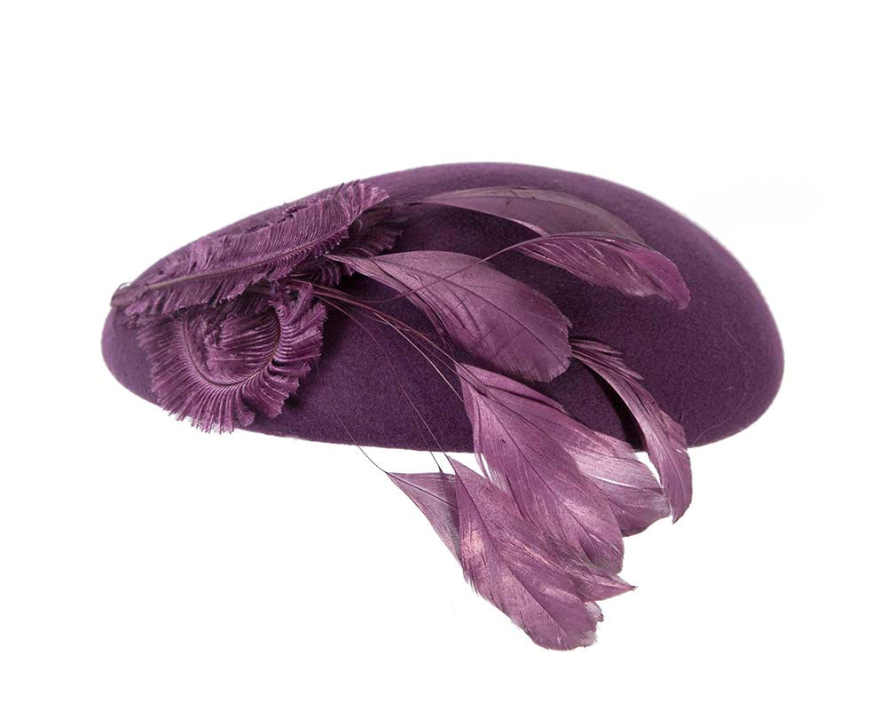 Purple winter felt beret