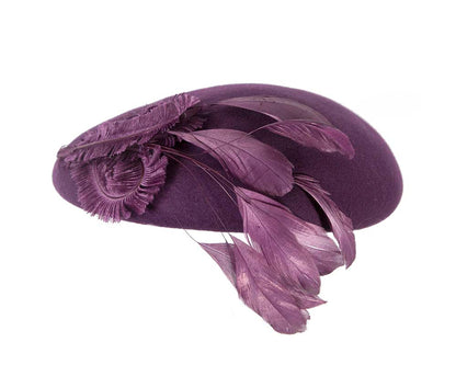 Purple winter felt beret