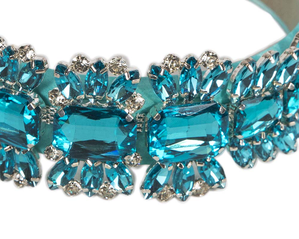 Turquoise crystal fascinator headband by Cupids Millinery-2