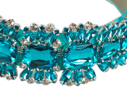 Turquoise crystal fascinator headband by Cupids Millinery-2